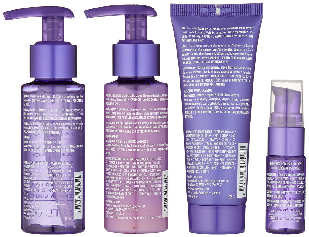 Obliphica Professional Seaberry Travel Kit for Medium to Coarse Hair – On-the-Go Frizz Control & Hydration
