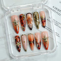 OCOUYVD Handmade Press-On Nails – Thickened Salon-Quality Long Almond Nails with 3D Flowers, Stars, Cherry & Rhinestones