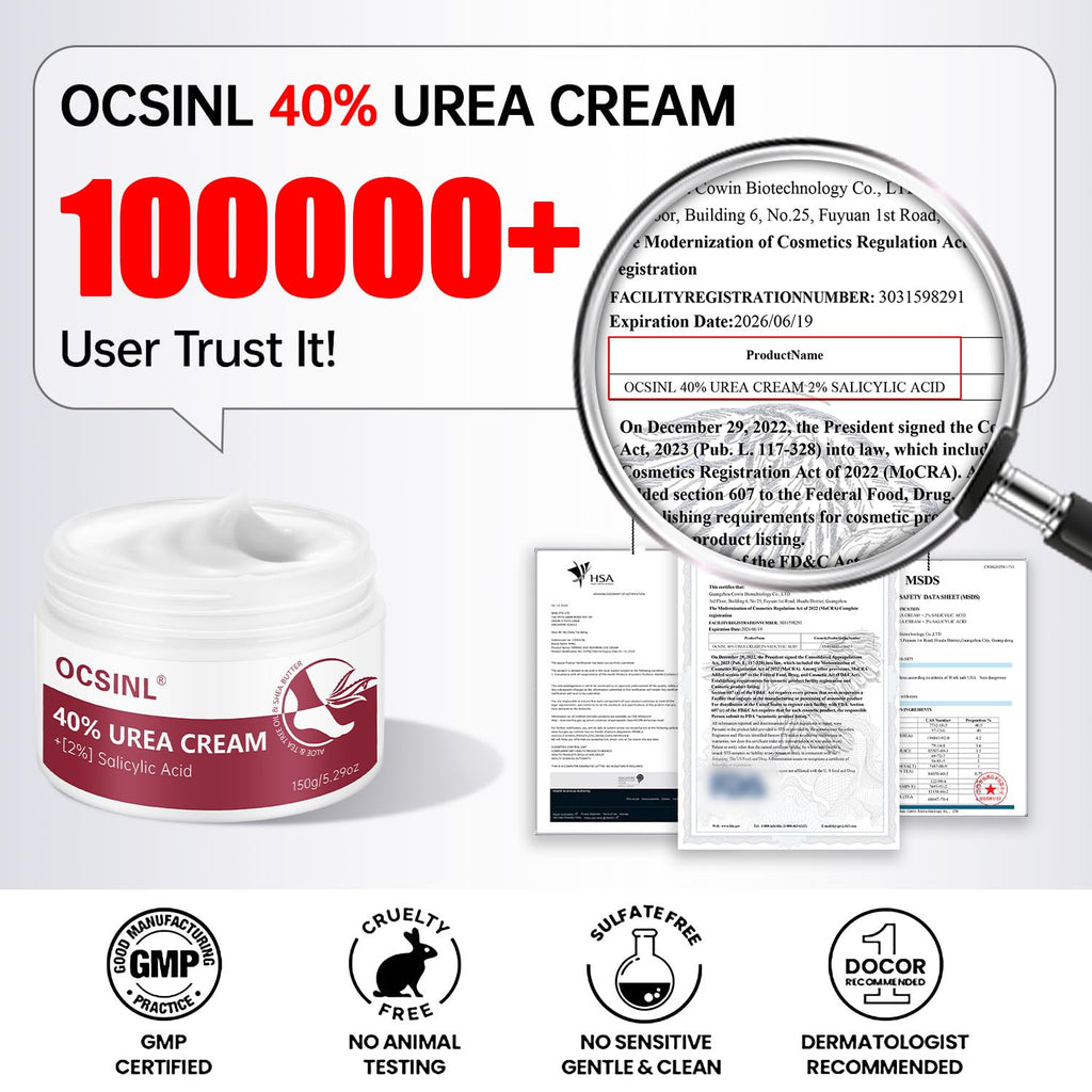 OCSINL Urea Cream 40% for Feet – Deep Repair, Moisture & Free Heel Covers (5.29 oz)