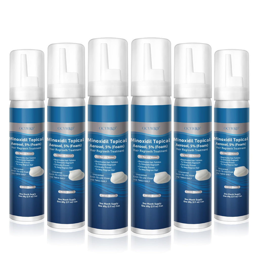 OCVWJKD 5% Minoxidil Foam with Biotin – Unisex Hair Growth Treatment, Unscented, 6-Month Supply