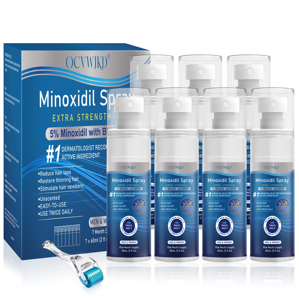 OCVWJKD 5% Minoxidil Spray for Hair Regrowth — Extra Strength 60ml x 7 Bottles