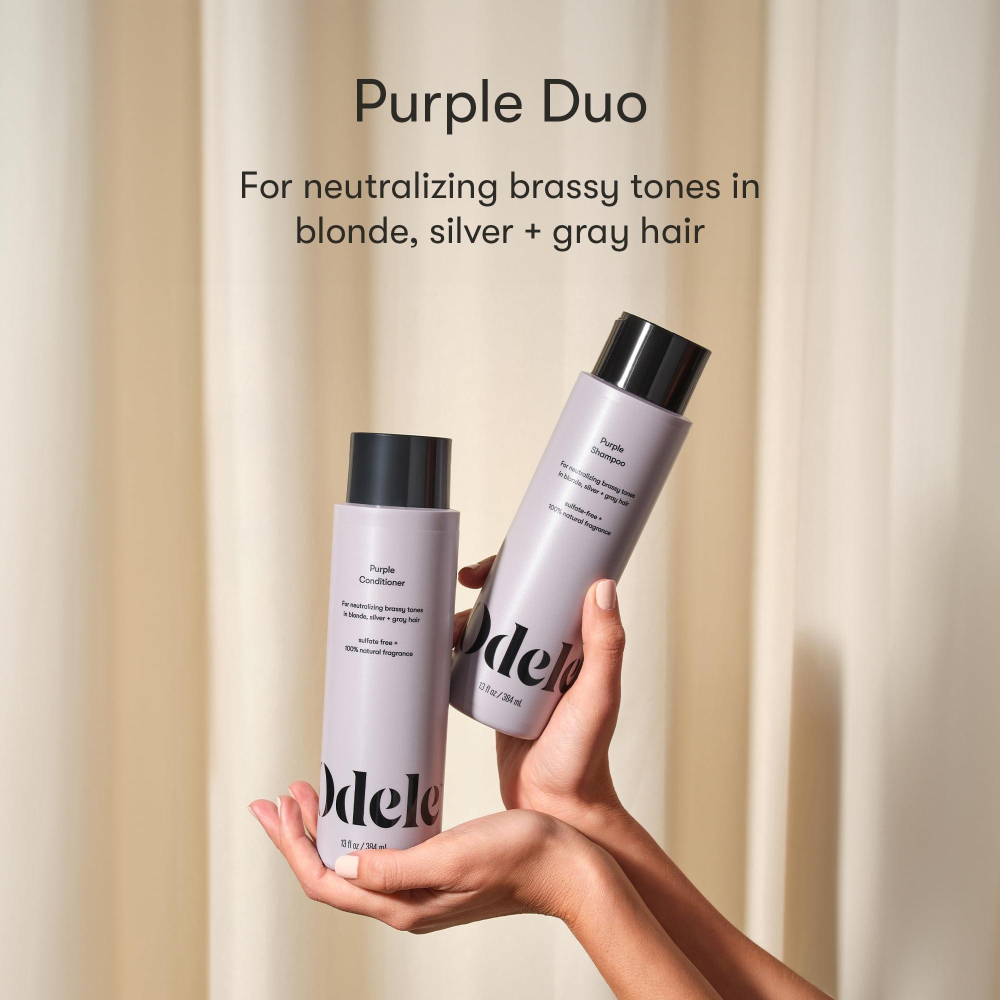 Odele Sulfate-Free Purple Shampoo & Conditioner Set – Neutralizes Brass for Blonde, Silver & Gray Hair (2 x 13 oz)