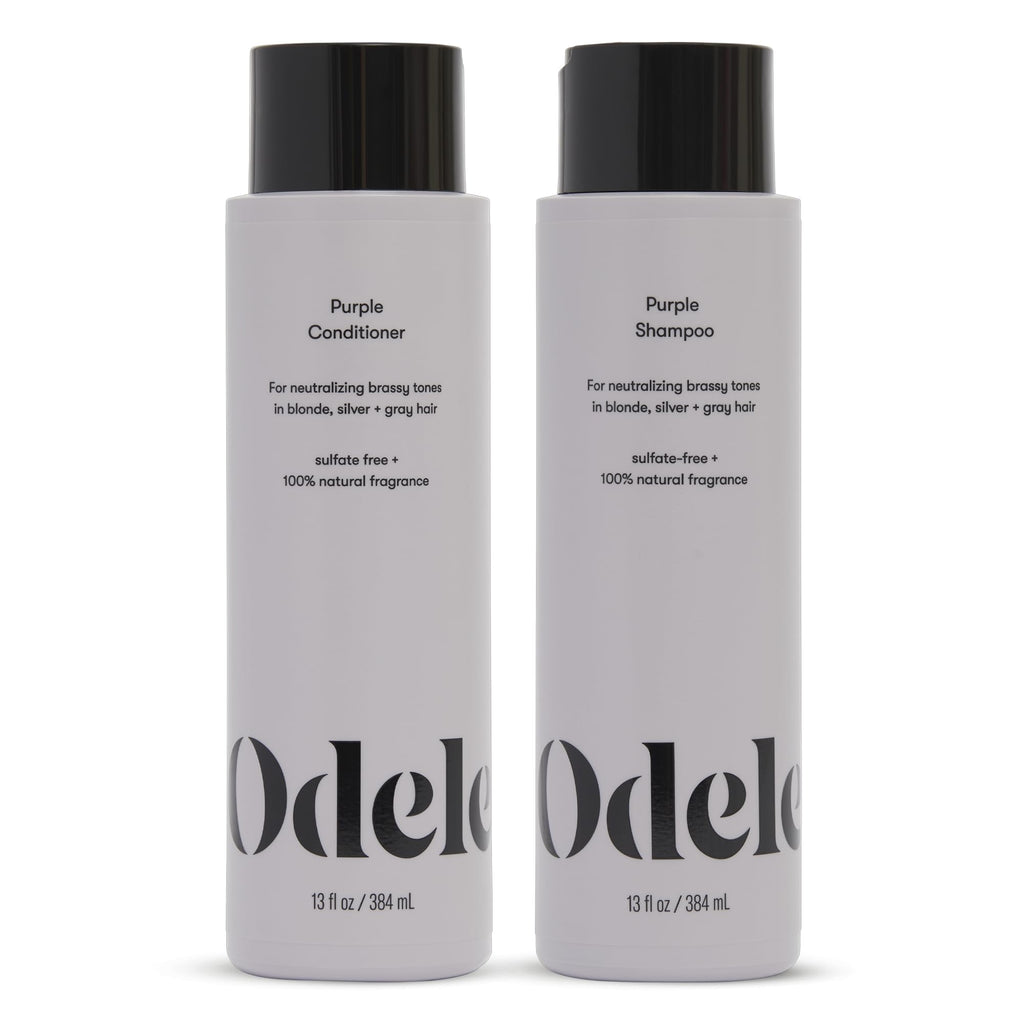 Odele Sulfate-Free Purple Shampoo & Conditioner Set – Neutralizes Brass for Blonde, Silver & Gray Hair (2 x 13 oz)