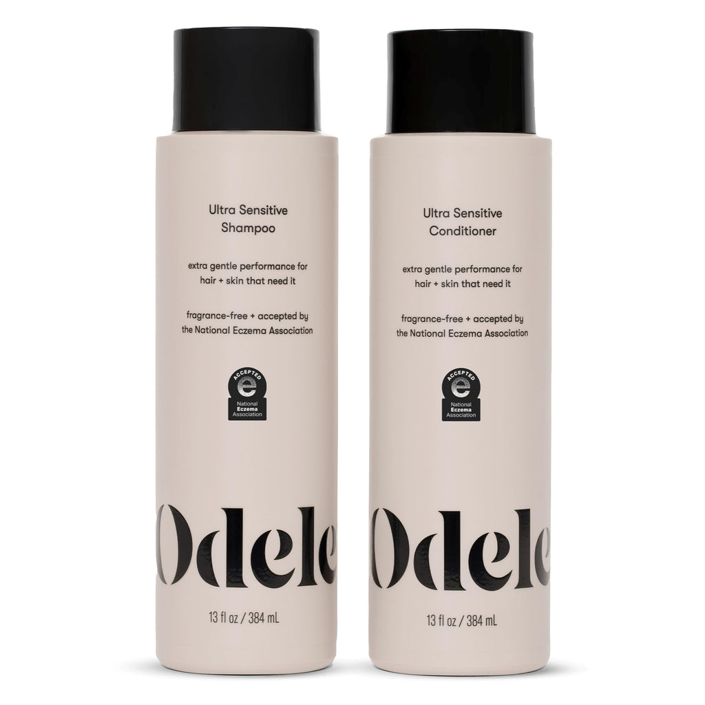 Odele Ultra-Sensitive Sulfate-Free Shampoo & Conditioner Set – Gentle, Fragrance-Free, All Hair Types 13 Fl Oz Each (2-Pack)