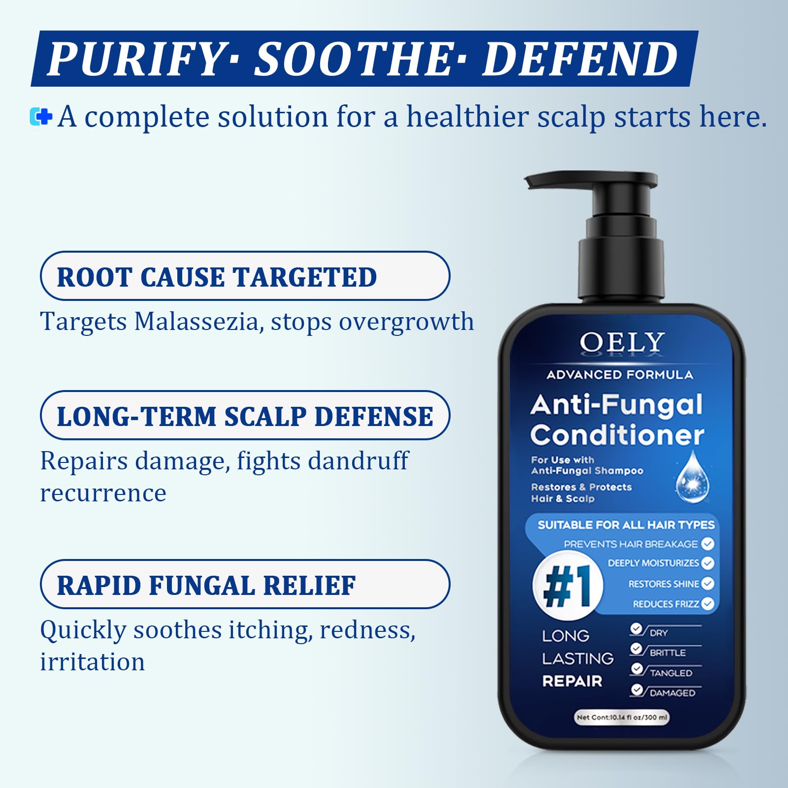 oely Antifungal Shampoo & Conditioner Set — Scalp Support for Folliculitis & Dermatitis