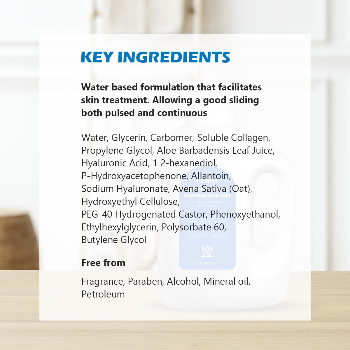 Oeneis Microcurrent Conductive Gel for Face – Hydrating Collagen RF Gel with Hyaluronic Acid & Aloe Vera (75 fl oz) – Fragrance-Free, Paraben-Free