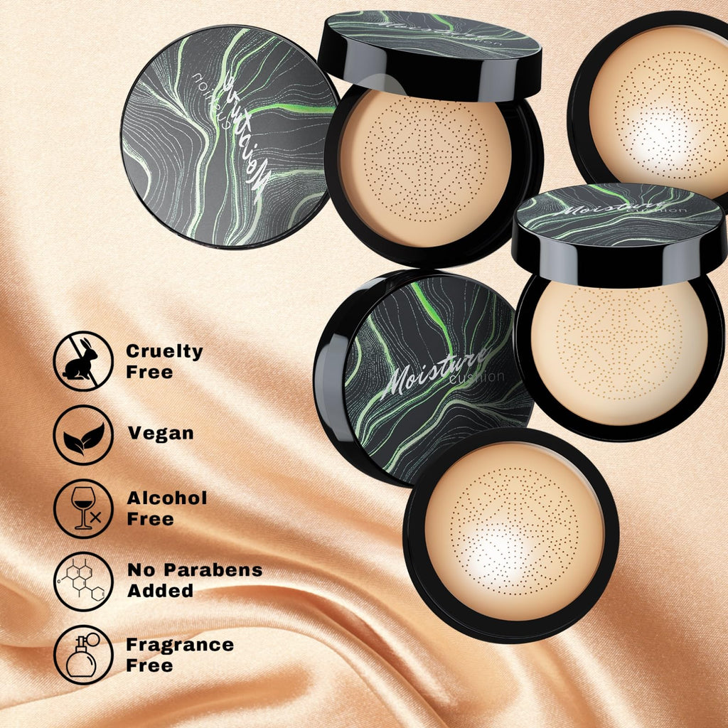 OETUIOW Mushroom Head Air Cushion CC Cream Gift Set – 1 Full-Size Foundation + 2 Refills & Puff (Natural)