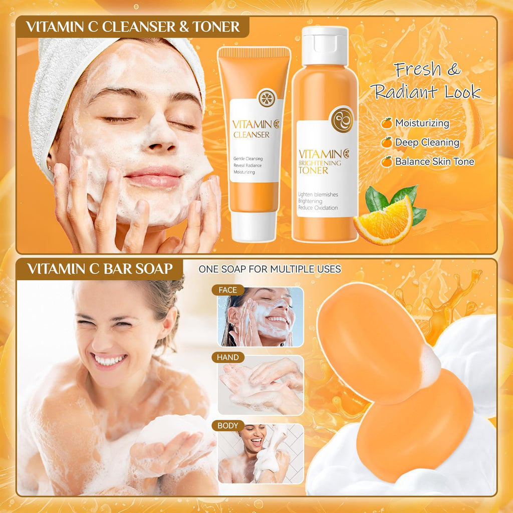 Ofanyia 28-Piece Vitamin C Skincare Set for Teens 10-12 – Complete Routine for Deep Clean & Hydration | Ideal Valentine’s Gift
