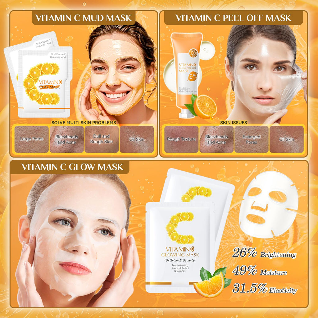 Ofanyia 28-Piece Vitamin C Skincare Set for Teens 10-12 – Complete Routine for Deep Clean & Hydration | Ideal Valentine’s Gift