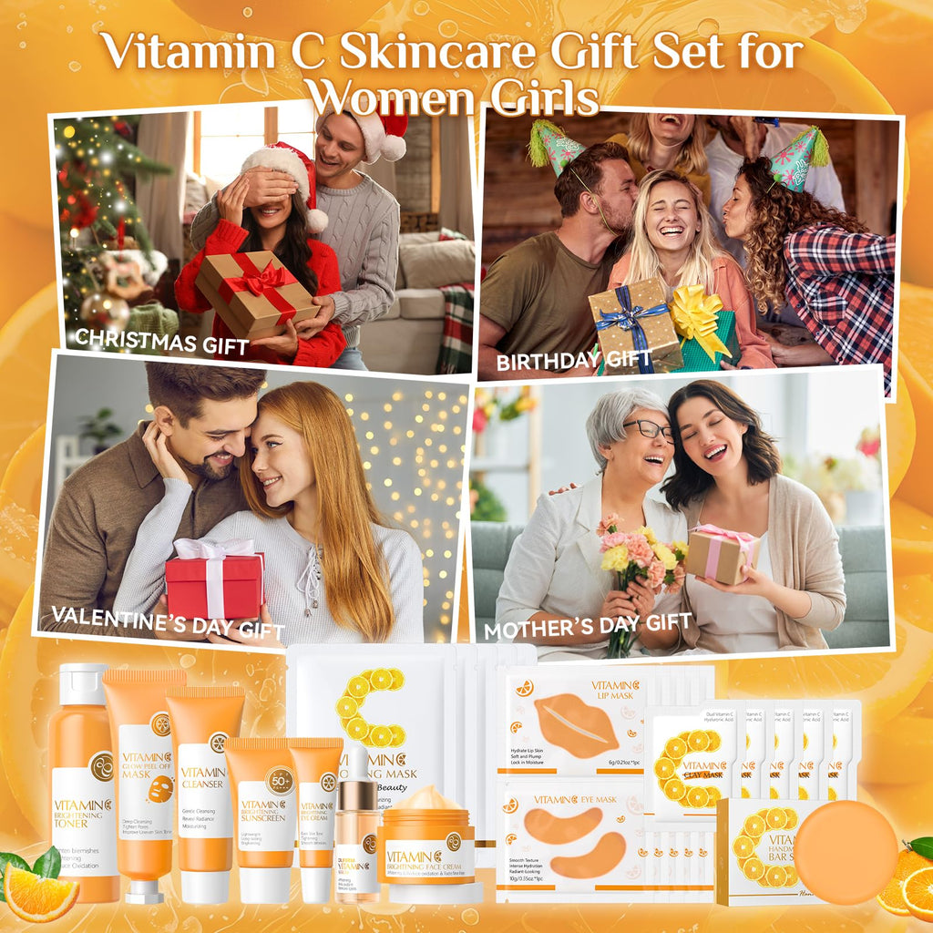 Ofanyia 28-Piece Vitamin C Skincare Set for Teens 10-12 – Complete Routine for Deep Clean & Hydration | Ideal Valentine’s Gift