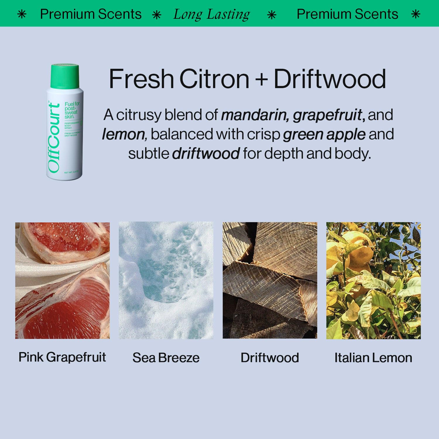 OffCourt Aluminum-Free Natural Deodorant Body Spray – All-Body Freshness for Men & Women (Pack of 3, 3.4 oz each)