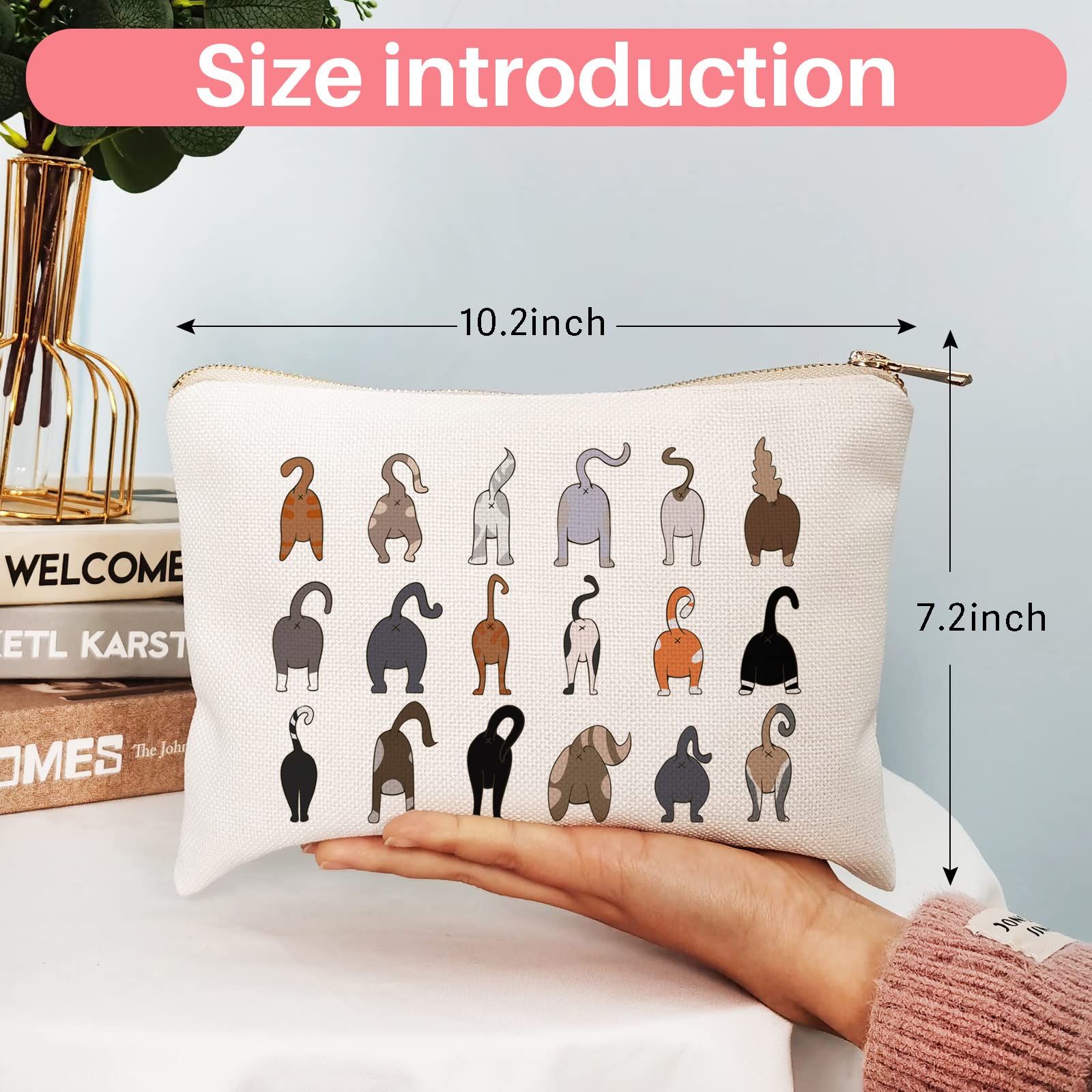 OFlyDesigns Doodle Cat Butt Makeup Bag — Funny Cat Lover Gift
