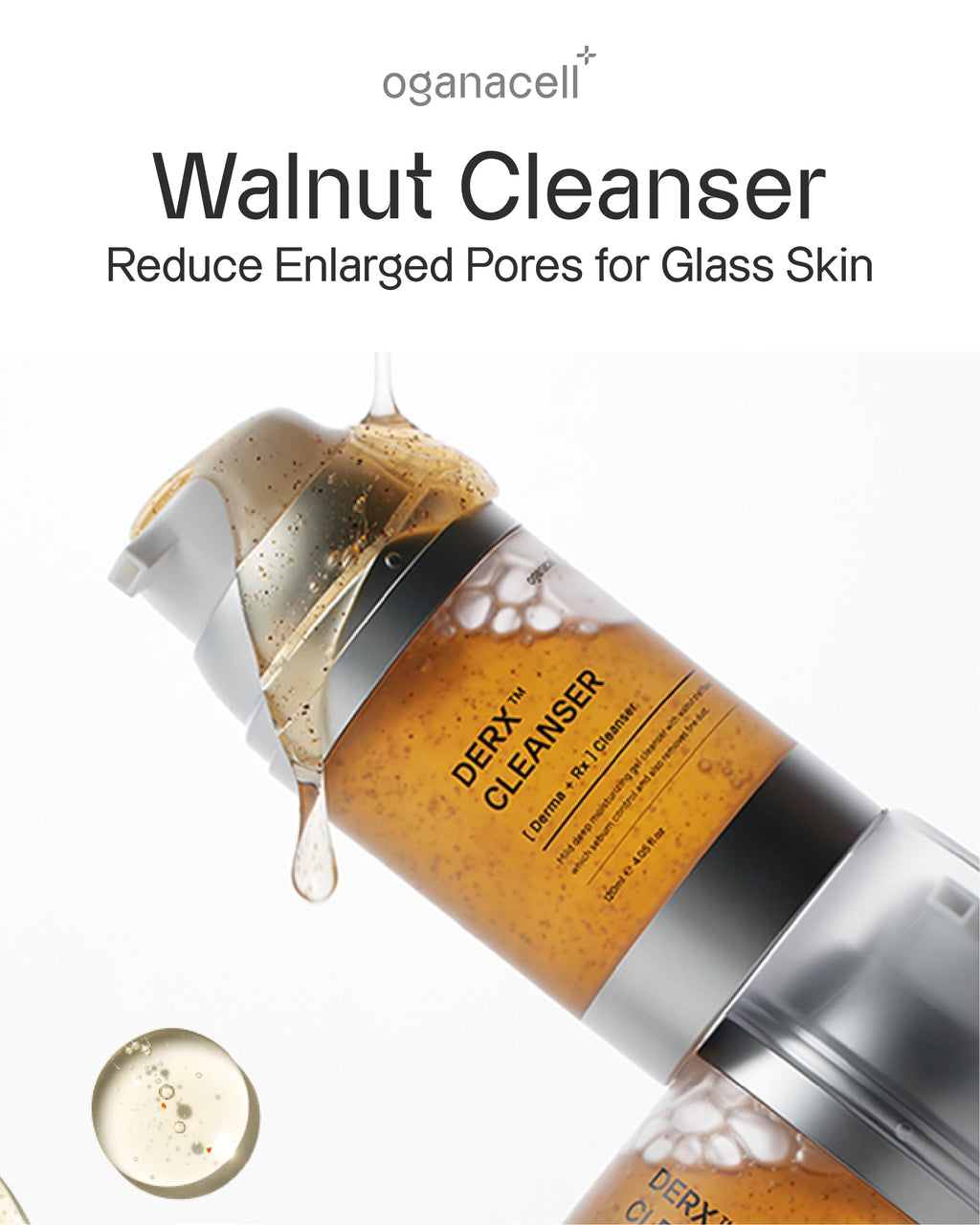 OGANACELL DERX Cleanser – Walnut Exfoliant for Pores | Gentle Daily Korean Face Wash