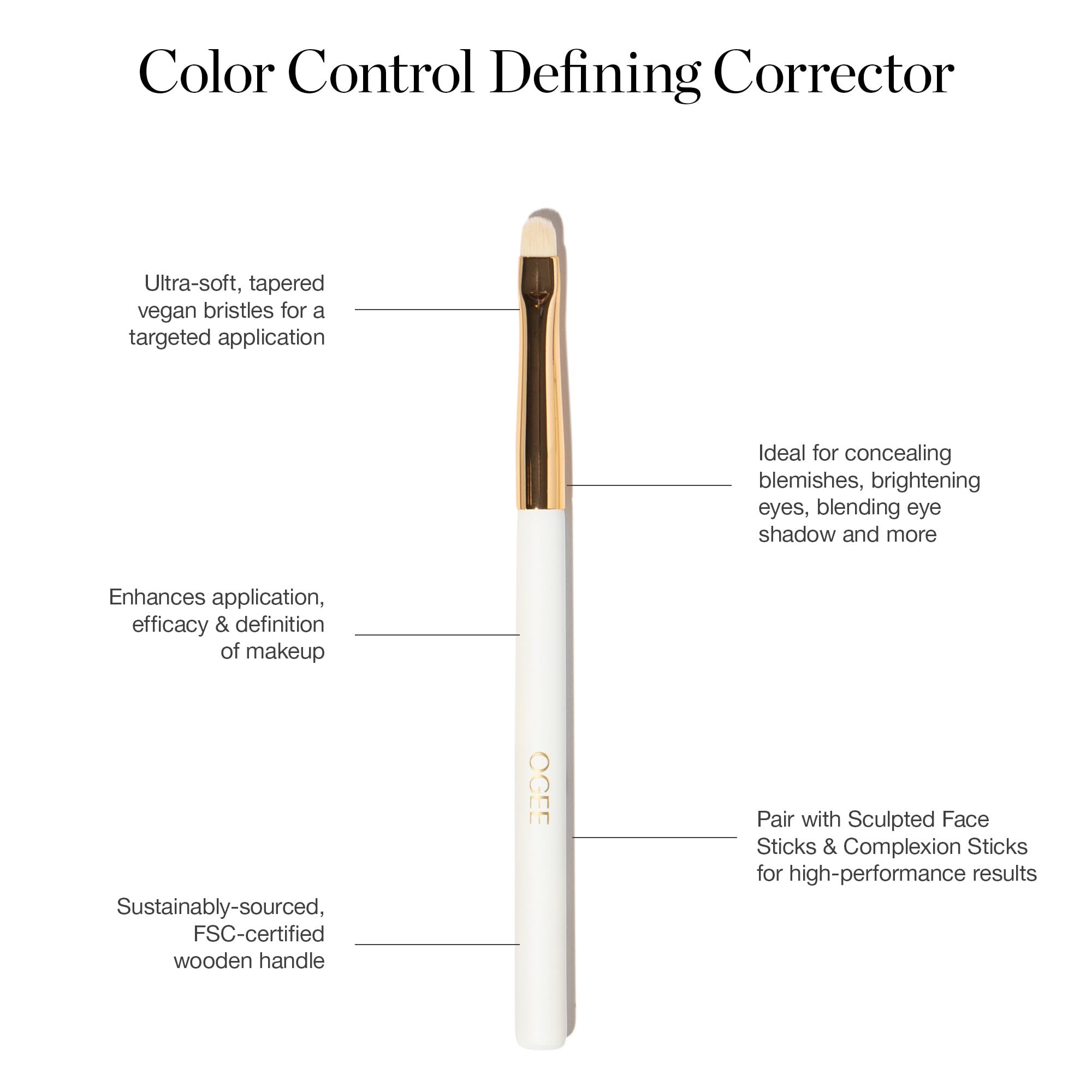 Ogee Makeup Brush Bundle: Blender, Base, Powder, Precision & Cleanser