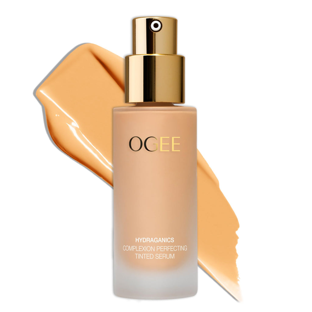 Ogee Complexion Perfecting Liquid Foundation – Lightweight Tinted Moisturizer in Banyan 2.75W (Light Medium, Warm-Peach) with Vitamin C & Jojoba Oil – Certified Organic