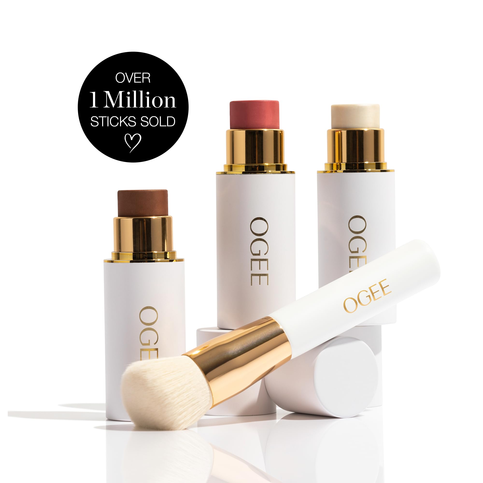 Ogee Face Stick Radiant Trio – Organic Contour Sticks for Subtle Glow (Bronzer, Blush, Highlighter)