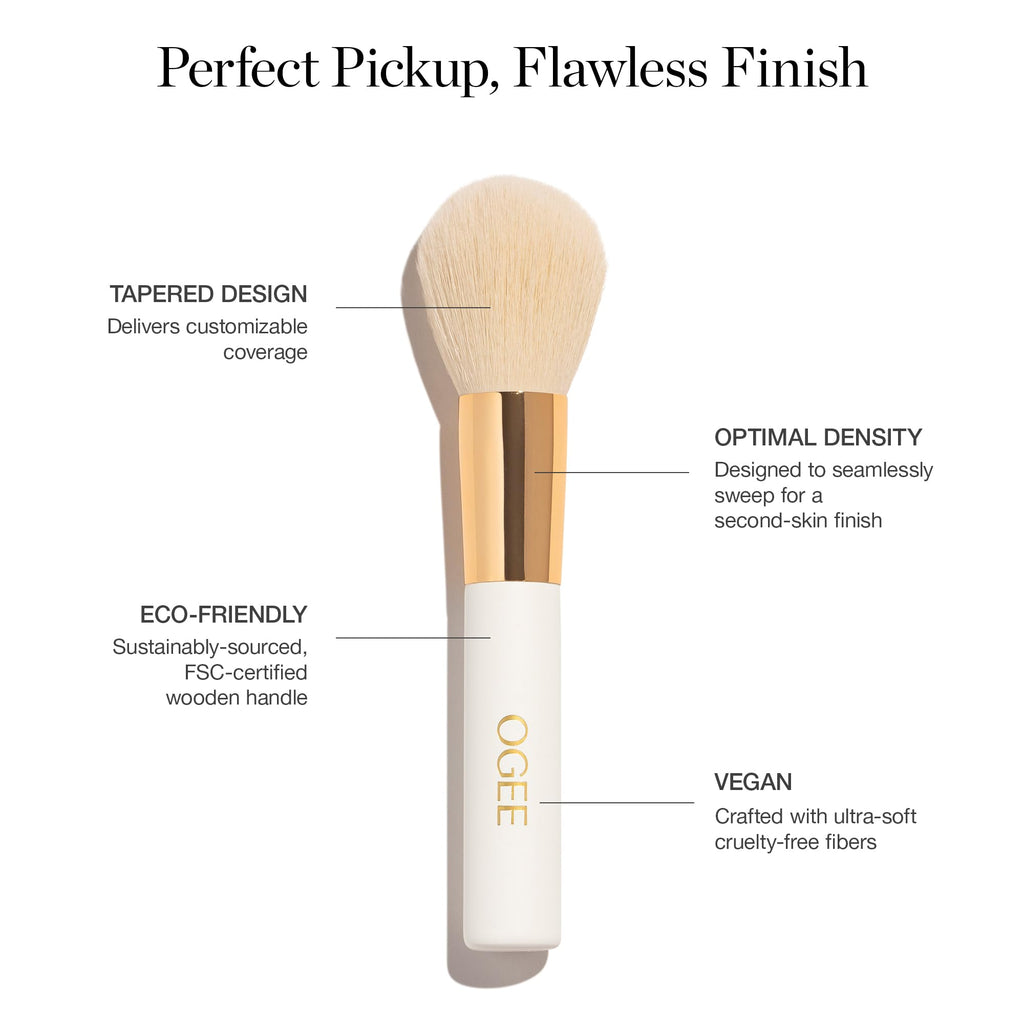 Ogee Makeup Brush Bundle: Blender, Base, Powder, Precision & Cleanser