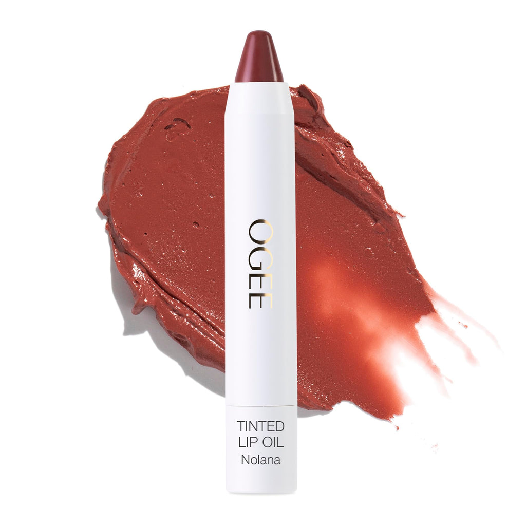 Ogee Tinted Sculpted Lip Oil – Nolana Lip Tint & Treatment (Terracotta Brown)