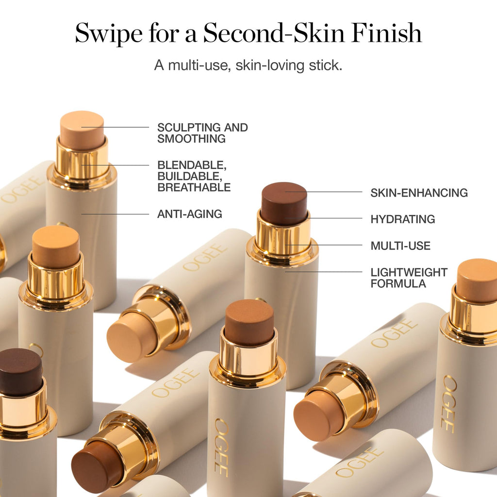 Ogee Sculpted Complexion Foundation Stick Larch 2.25C – Light Medium, Beige Undertones | Full Coverage & 70% Organic