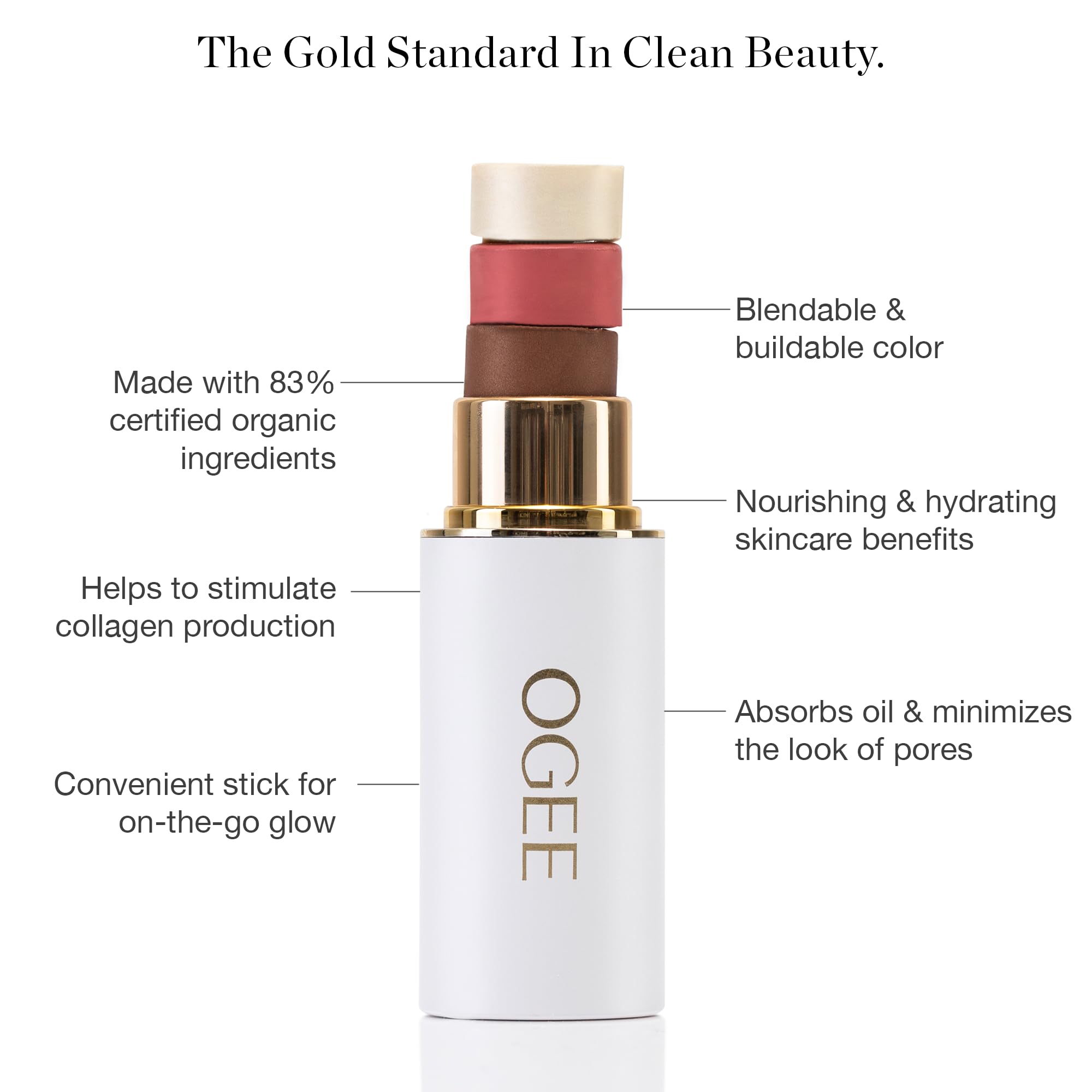 Ogee Sculpted Face Stick Topaz – Matte Rosy Peach | Organic Blush Stick & Highlighter