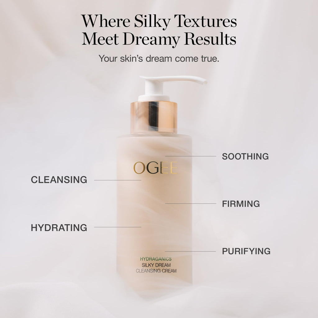 Ogee Silk Dream Facial Cleanser Cream – Certified Organic Daily Cleanser for Hydration, Barrier Support & Softening Fine Lines | 3 oz