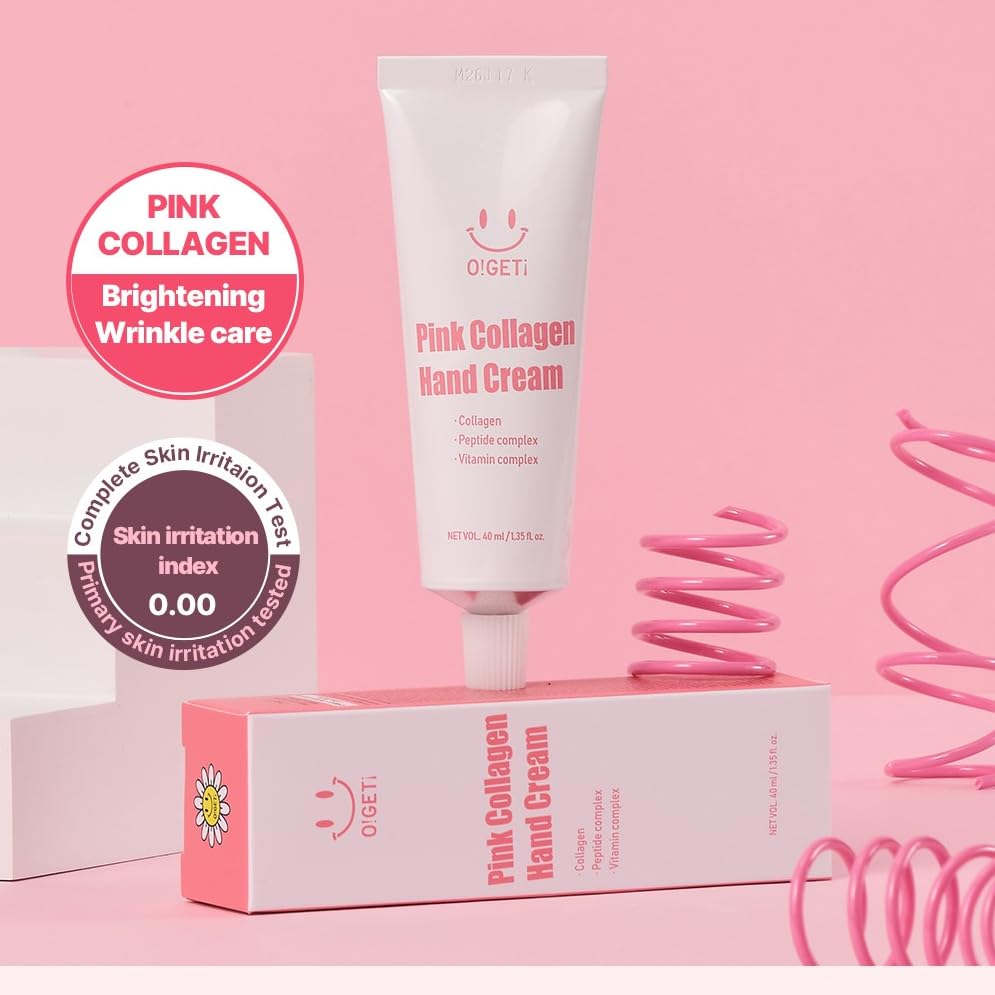 O!GETi Pink Collagen Hand Cream – Dual Collagen, 8-Layer Hyaluronic Acid, Melting Butter Formula