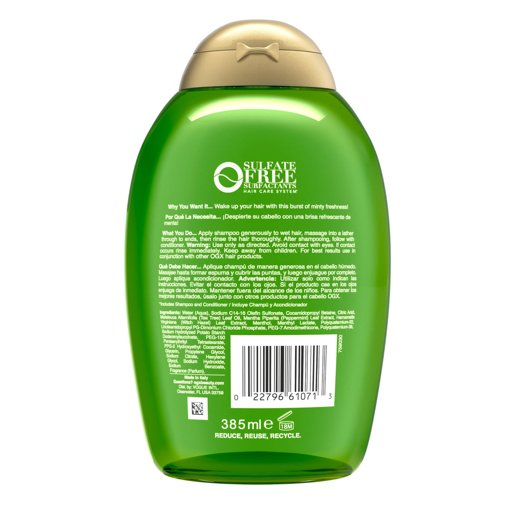 OGX Extra Strength Refreshing Scalp + Teatree Mint Shampoo – Invigorating, Sulfate- & Paraben-Free