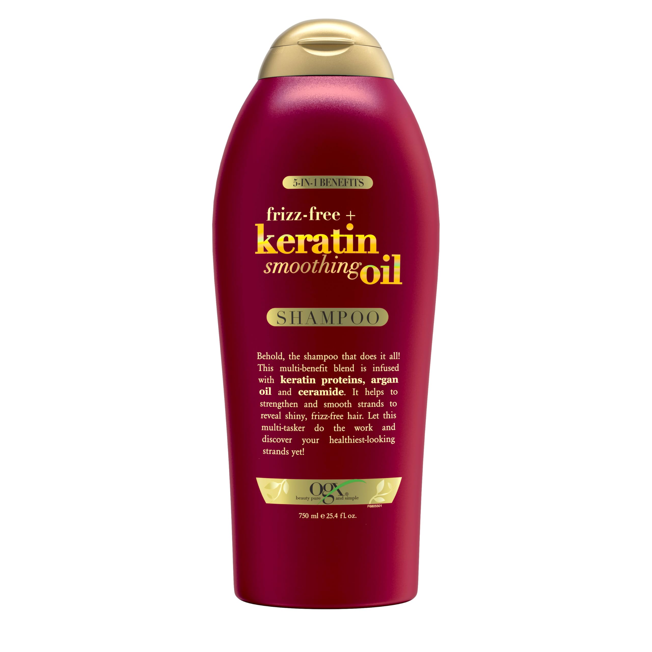 OGX Frizz-Free + Keratin Smoothing Oil Shampoo – 25.4 fl oz | Frizz Control, Shine & Strength