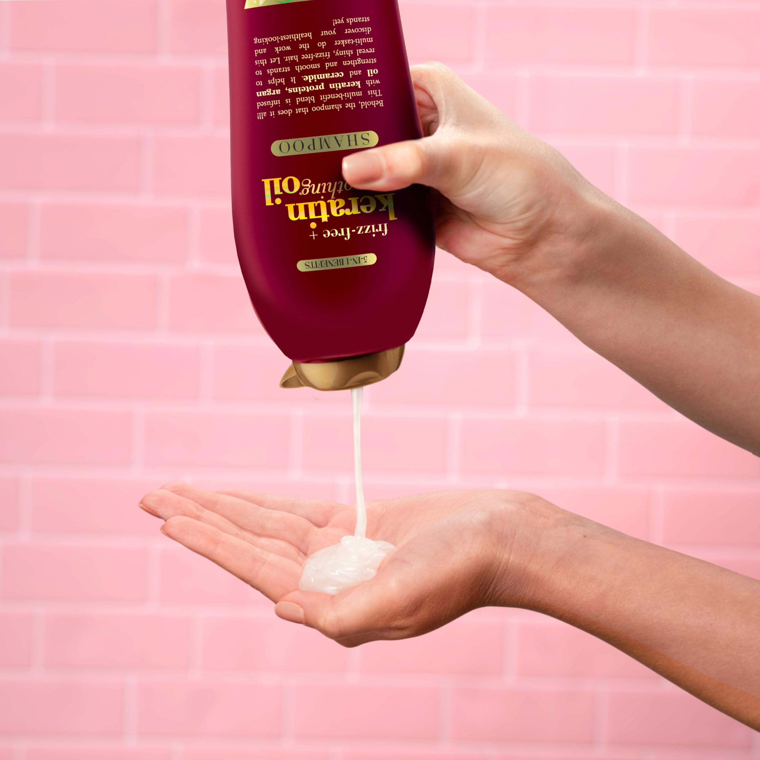 OGX Frizz-Free + Keratin Smoothing Oil Shampoo – 25.4 fl oz | Frizz Control, Shine & Strength