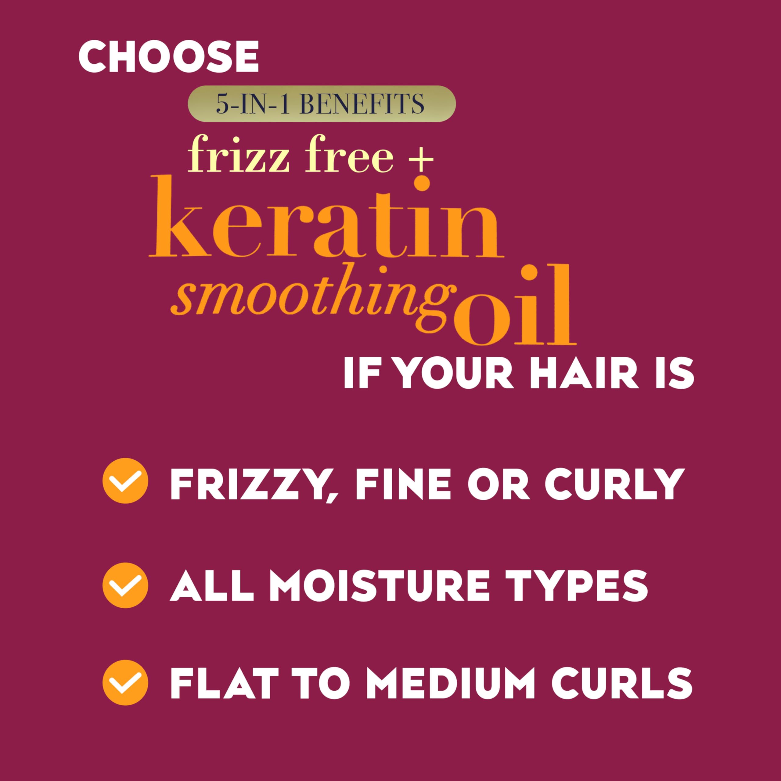OGX Frizz-Free + Keratin Smoothing Oil Shampoo – 25.4 fl oz | Frizz Control, Shine & Strength