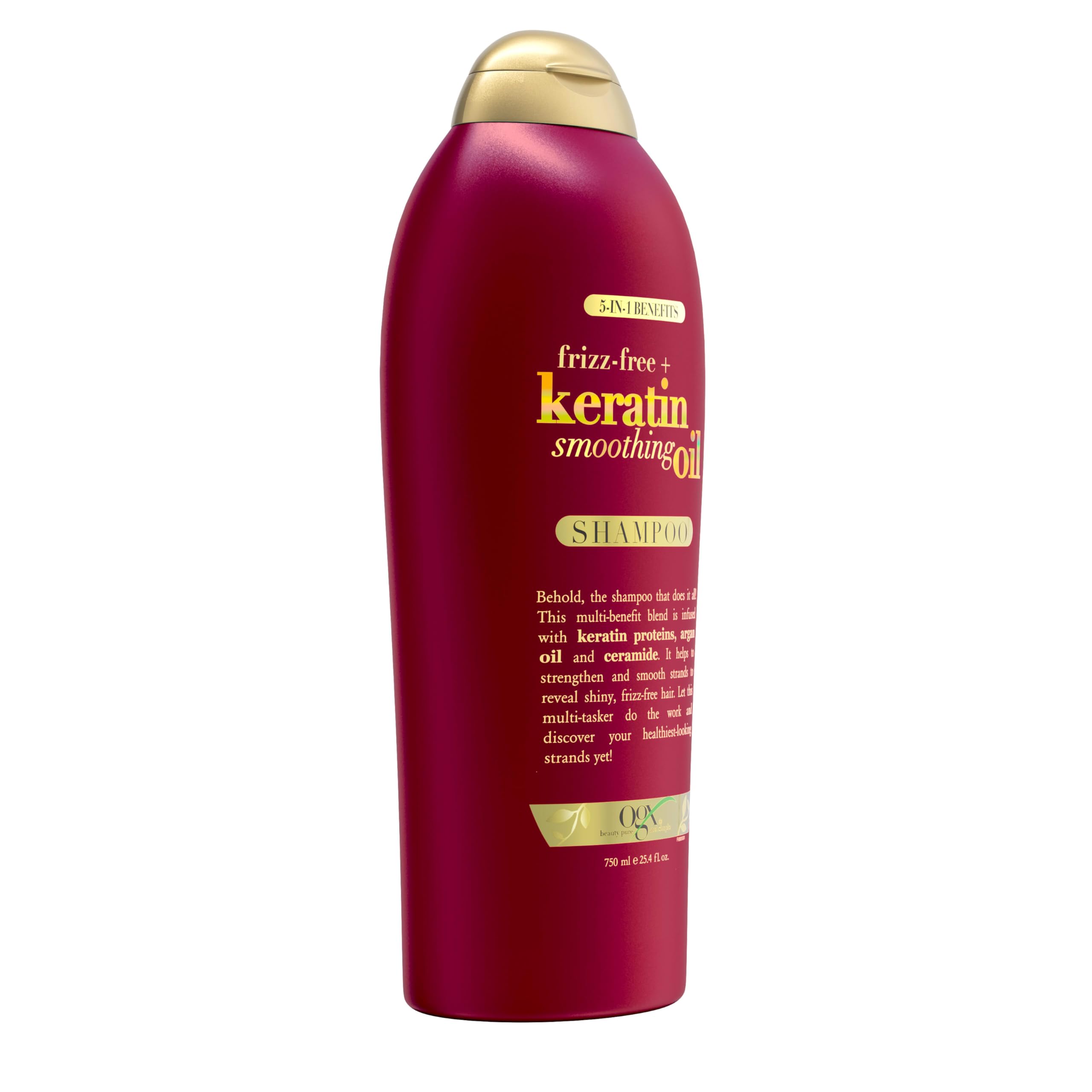 OGX Frizz-Free + Keratin Smoothing Oil Shampoo – 25.4 fl oz | Frizz Control, Shine & Strength