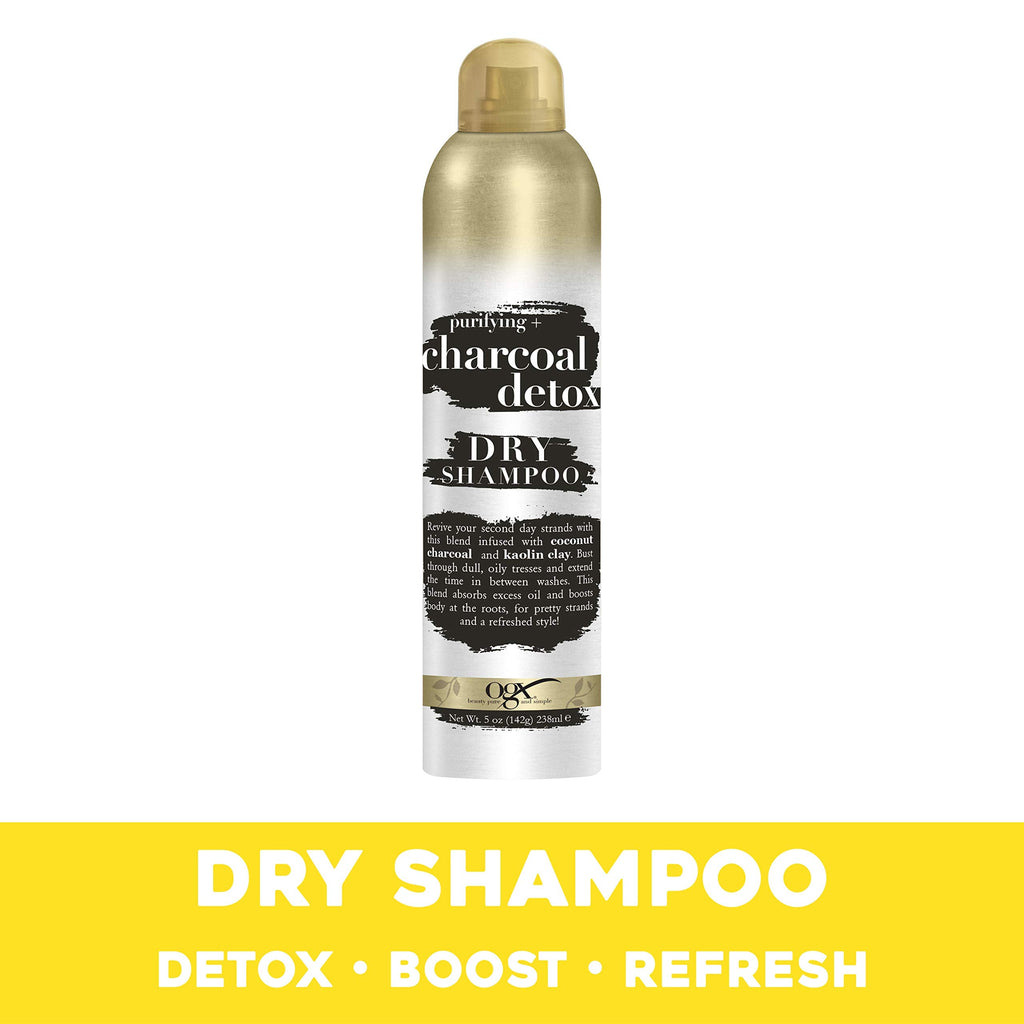 OGX Purifying Charcoal Detox Dry Shampoo Spray – Activated Charcoal & Kaolin Clay, 5 oz