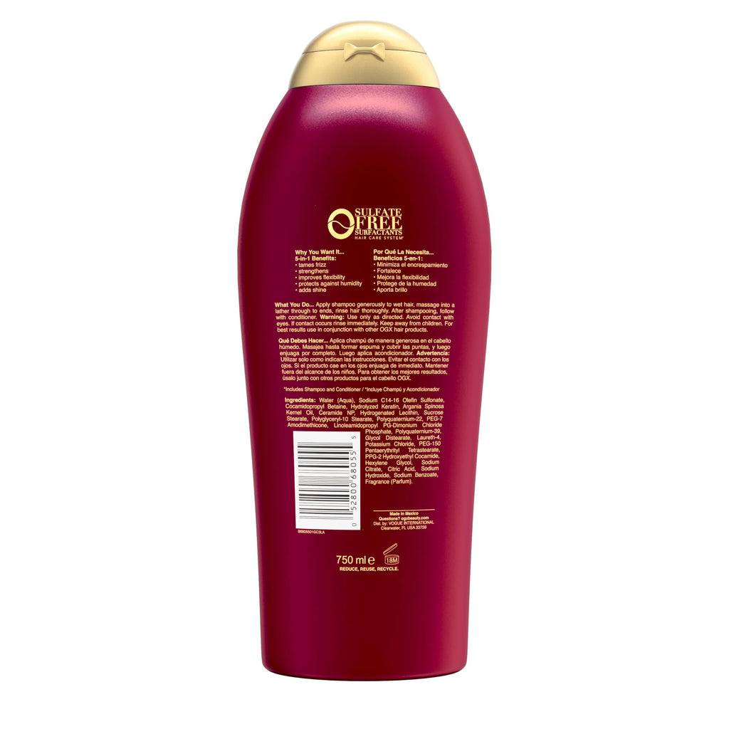 OGX Frizz-Free + Keratin Smoothing Oil Shampoo – 25.4 fl oz | Frizz Control, Shine & Strength