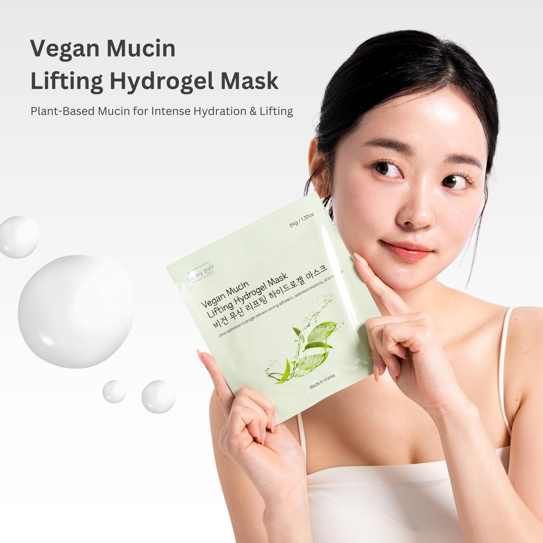 Oh My Pure Vegan Mucin Lifting Hydrogel Mask – Hydration, Elasticity & Glow | Made in Korea