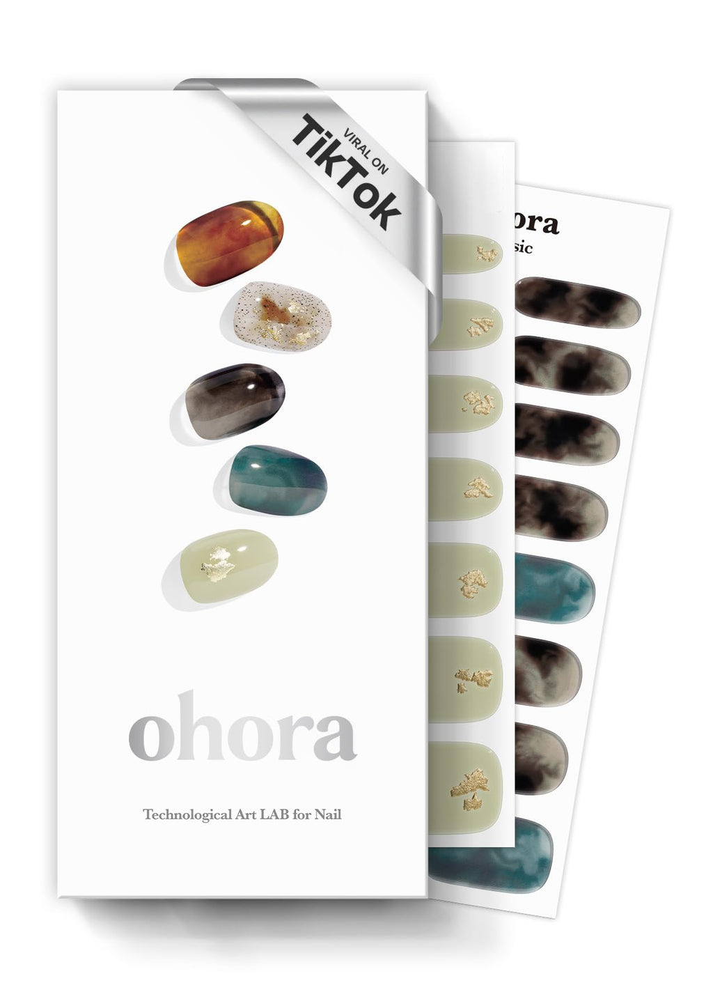 ohora Semi Cured Gel Nail Strips (N Dreaming) - Dark Patterned Nails, Easy At-Home Application, Salon-Quality & Long-Lasting