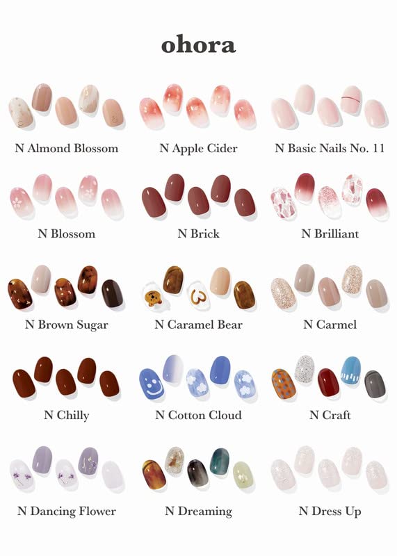 ohora Semi Cured Gel Nail Strips (N Dreaming) - Dark Patterned Nails, Easy At-Home Application, Salon-Quality & Long-Lasting