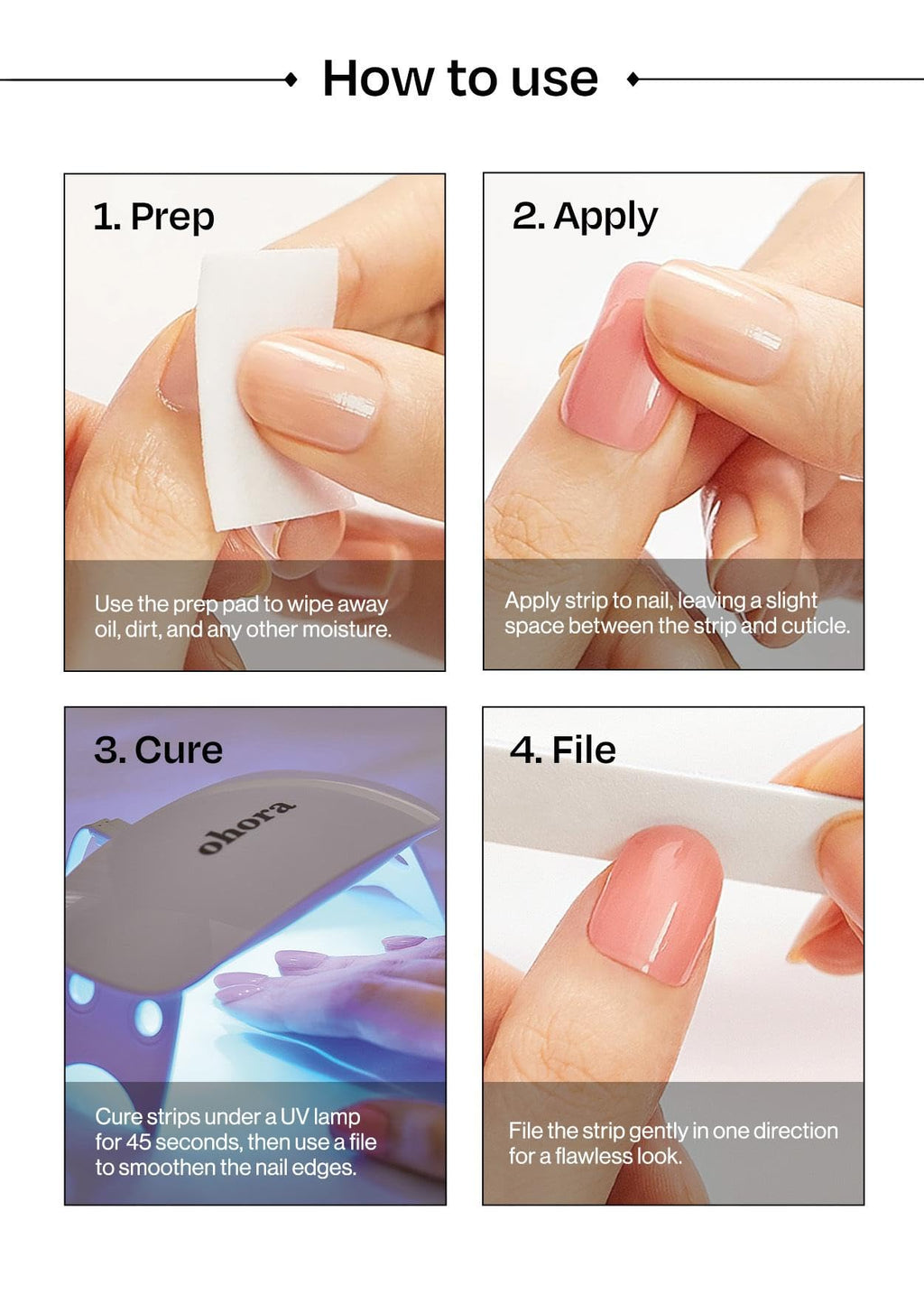 ohora Semi Cured Gel Nail Strips N Grace Bloom – White & Gem