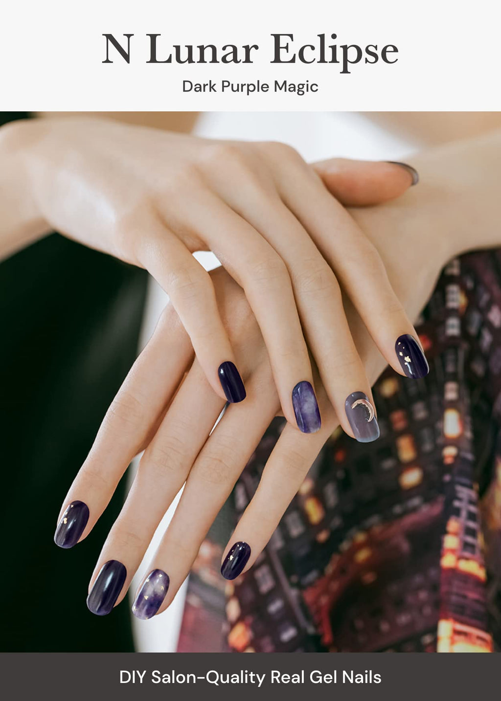 ohora Semi Cured Gel Nail Strips – Lunar Eclipse Pattern, Long-Lasting & Easy to Apply