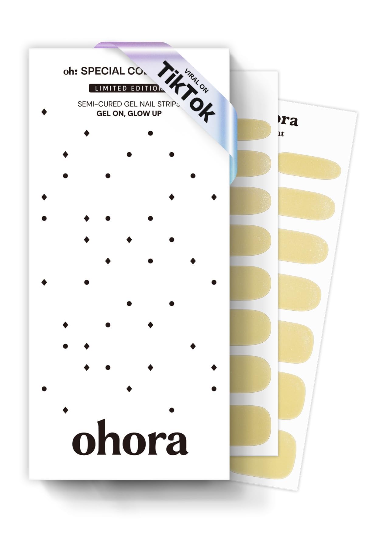 ohora N Butter Chrome Semi Cured Gel Nail Strips – Yellow Chrome, UV/LED Compatible, Salon-Quality & Easy to Use