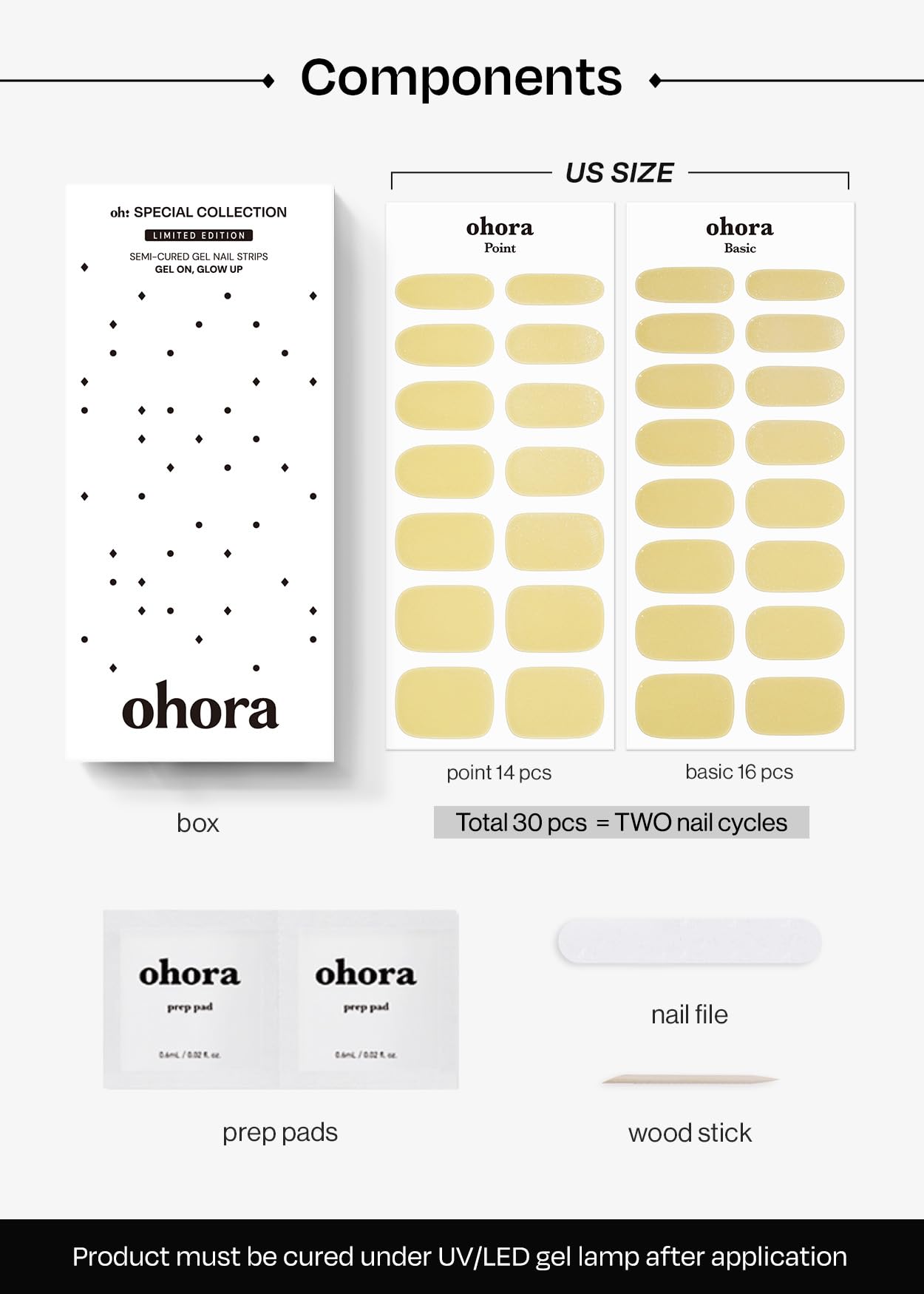 ohora N Butter Chrome Semi Cured Gel Nail Strips – Yellow Chrome, UV/LED Compatible, Salon-Quality & Easy to Use