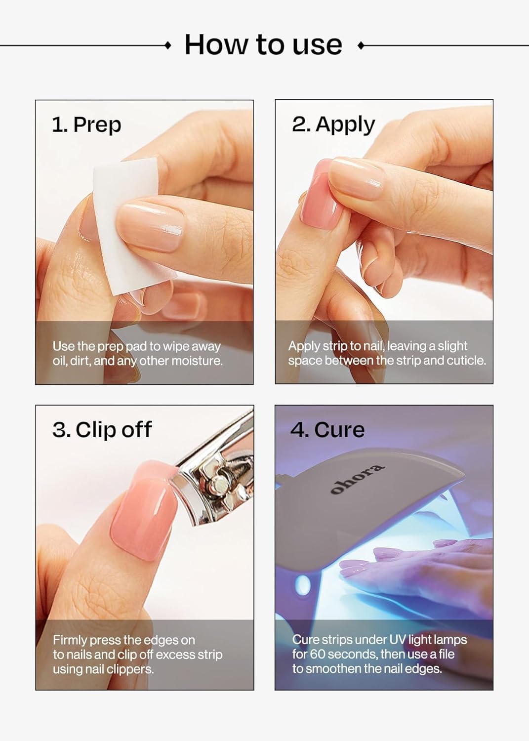 ohora Semi Cured Gel Nail Strips N Dazzling Night – Black Glitter, Salon-Quality & Easy to Apply