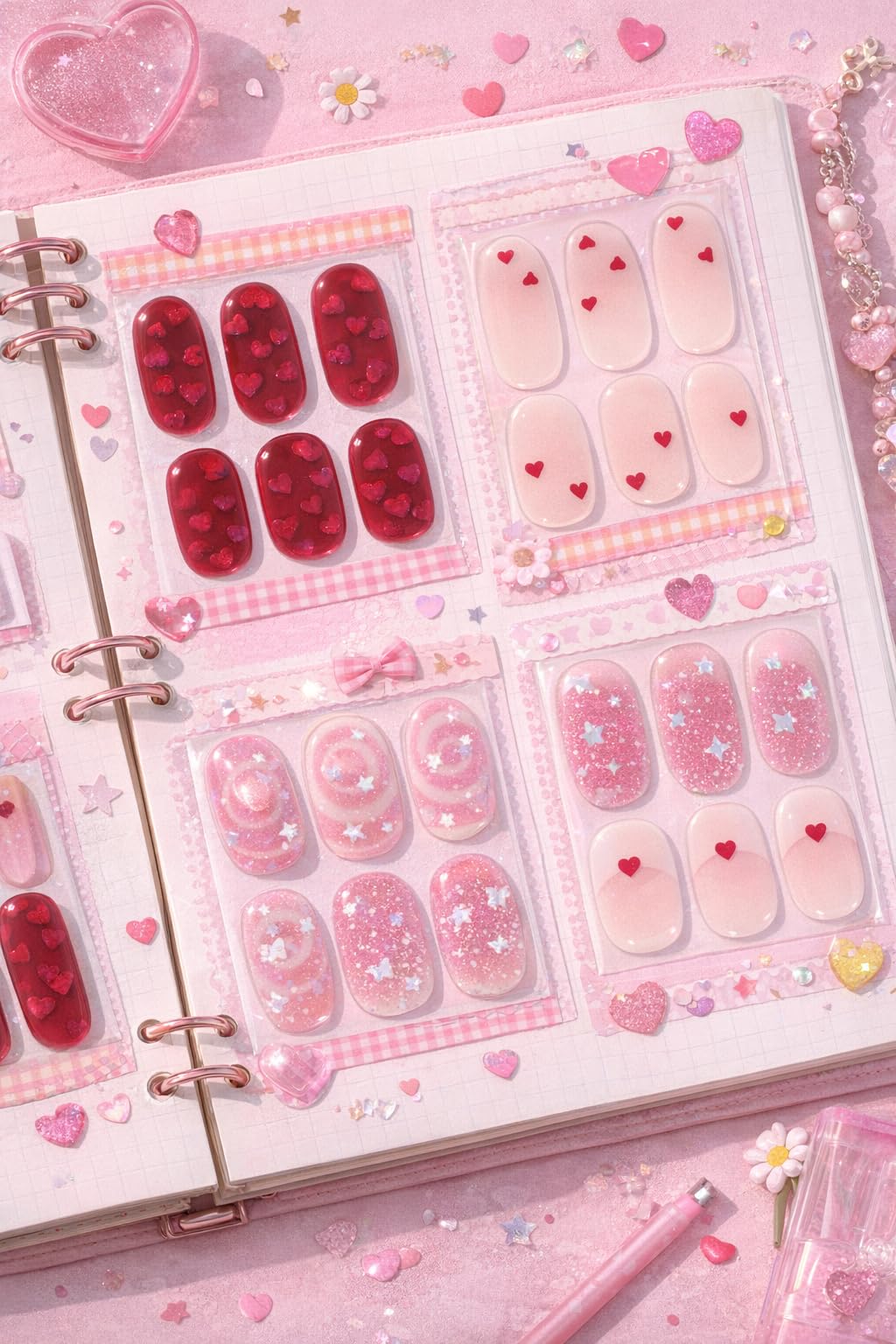 ohora Semi Cured Gel Nail Strips N Mini Heart – Salon-Quality Valentines Nails