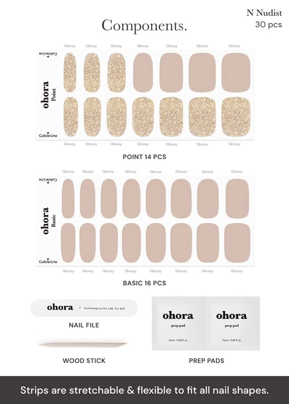 ohora Semi Cured Gel Nail Strips (N Nudist) – Nude, Salon-Quality, Easy Application