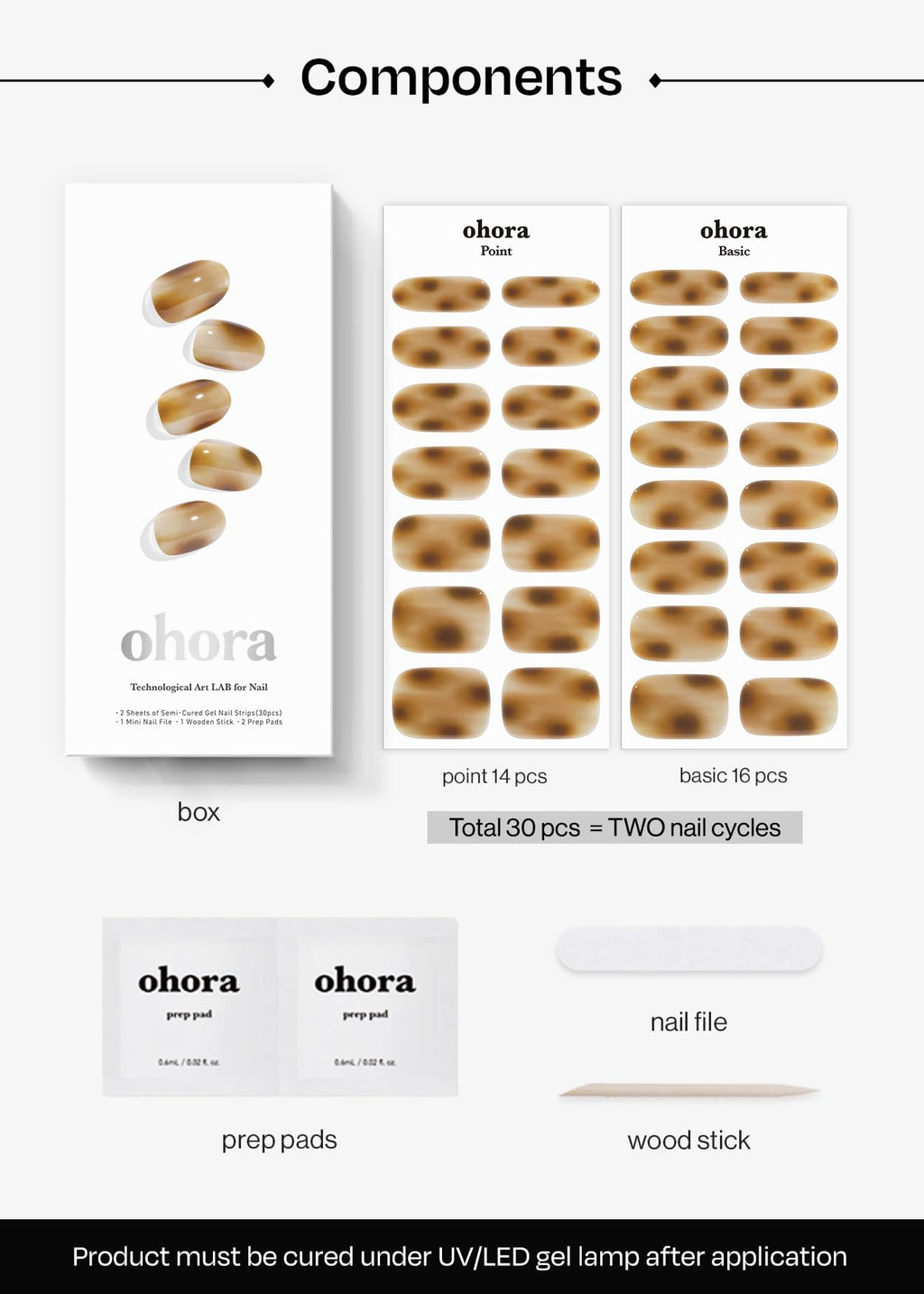 ohora Semi Cured Gel Nail Strips N Smoky Mocha | Salon-Quality, Easy At-Home manicure