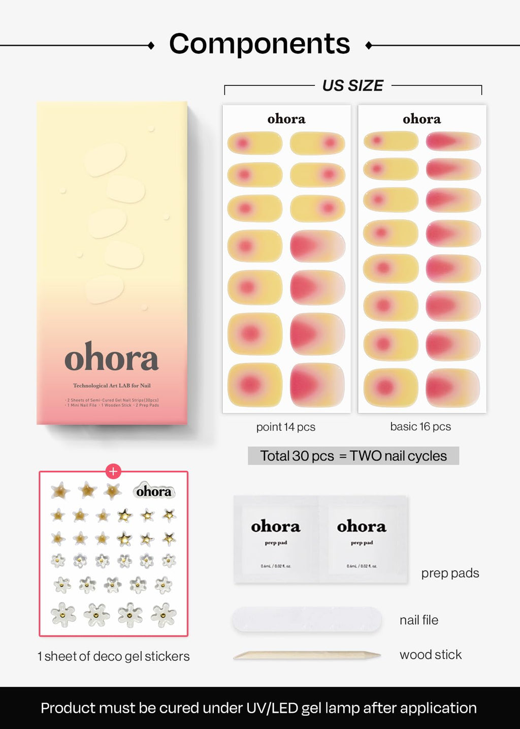 ohora Semi Cured Gel Nail Strips Tropical Dream – Salon-Quality At-Home Mani, Works with Any Lamp