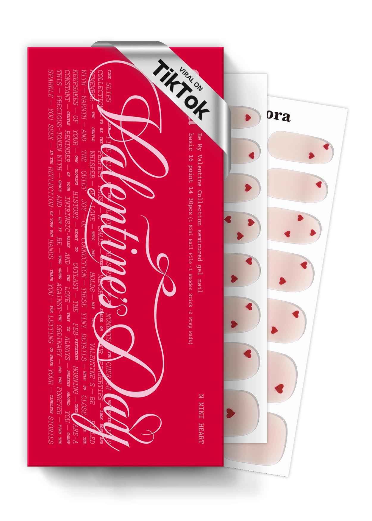ohora Semi Cured Gel Nail Strips N Mini Heart – Salon-Quality Valentines Nails