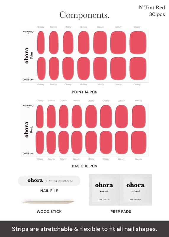 ohora Semi Cured Gel Nail Strips N Tint Red – Salon-Quality at Home