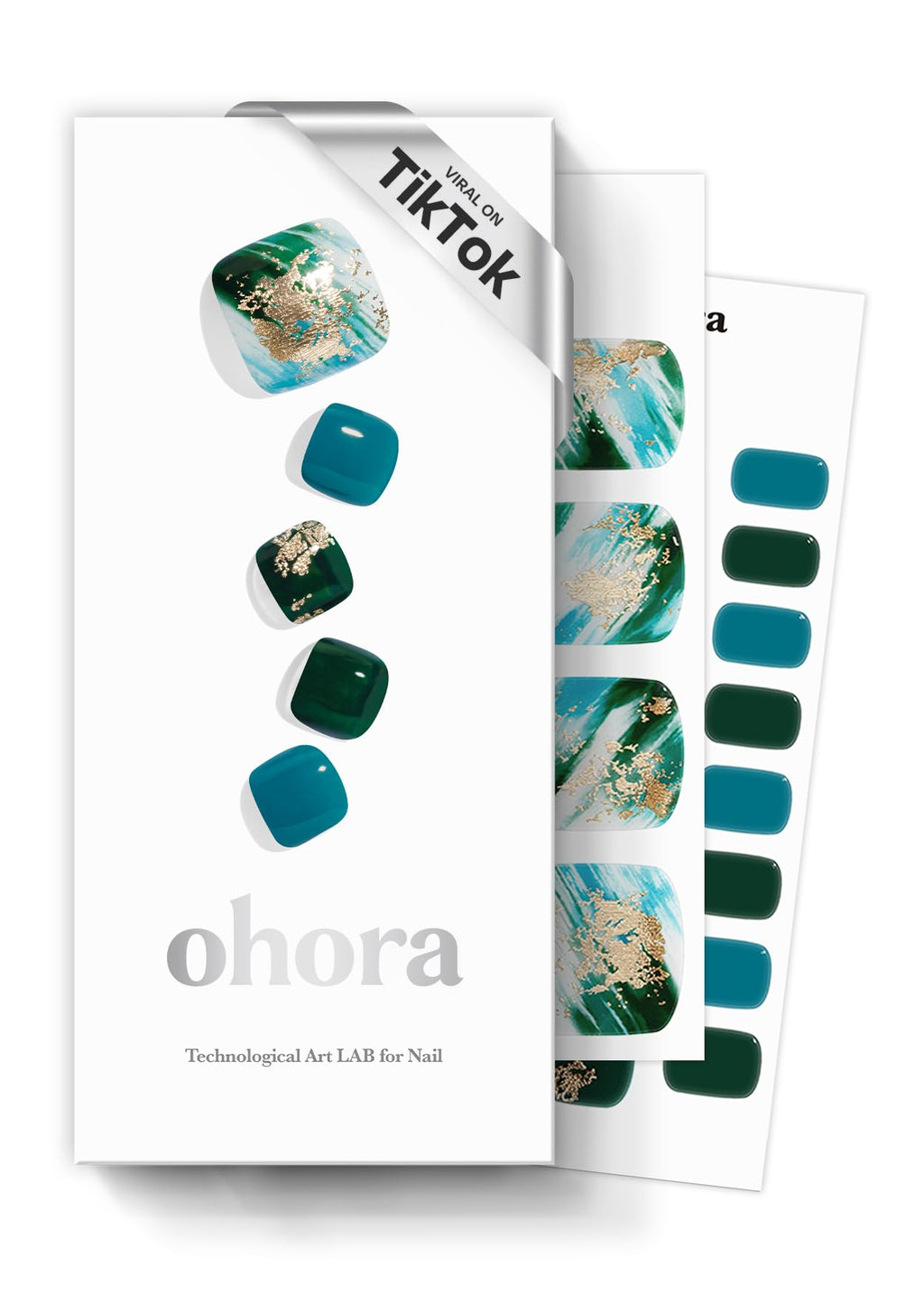 ohora Semi-Cured Gel Pedi Strips 34pcs (Phytoncide) – 16 Solid Colors, 14 Accent Wraps, Prep Pads & Tools