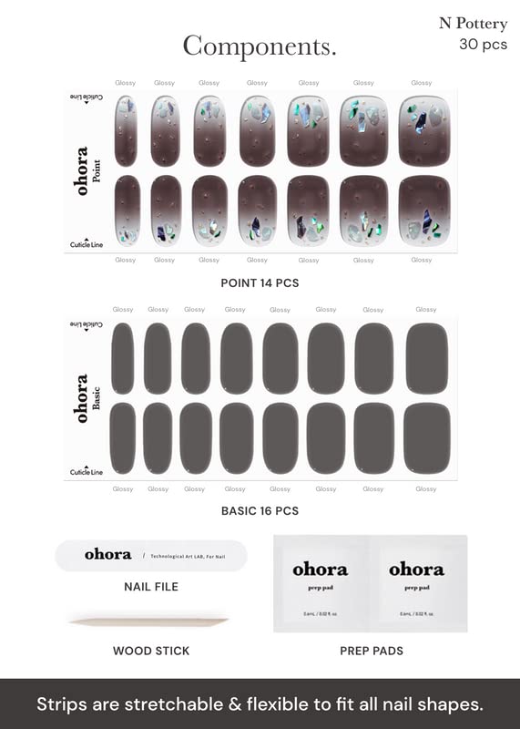 ohora Semi Cured Gel Nail Strips N Pottery - Dark Ombre, Salon-Quality & Easy at-Home Manicure