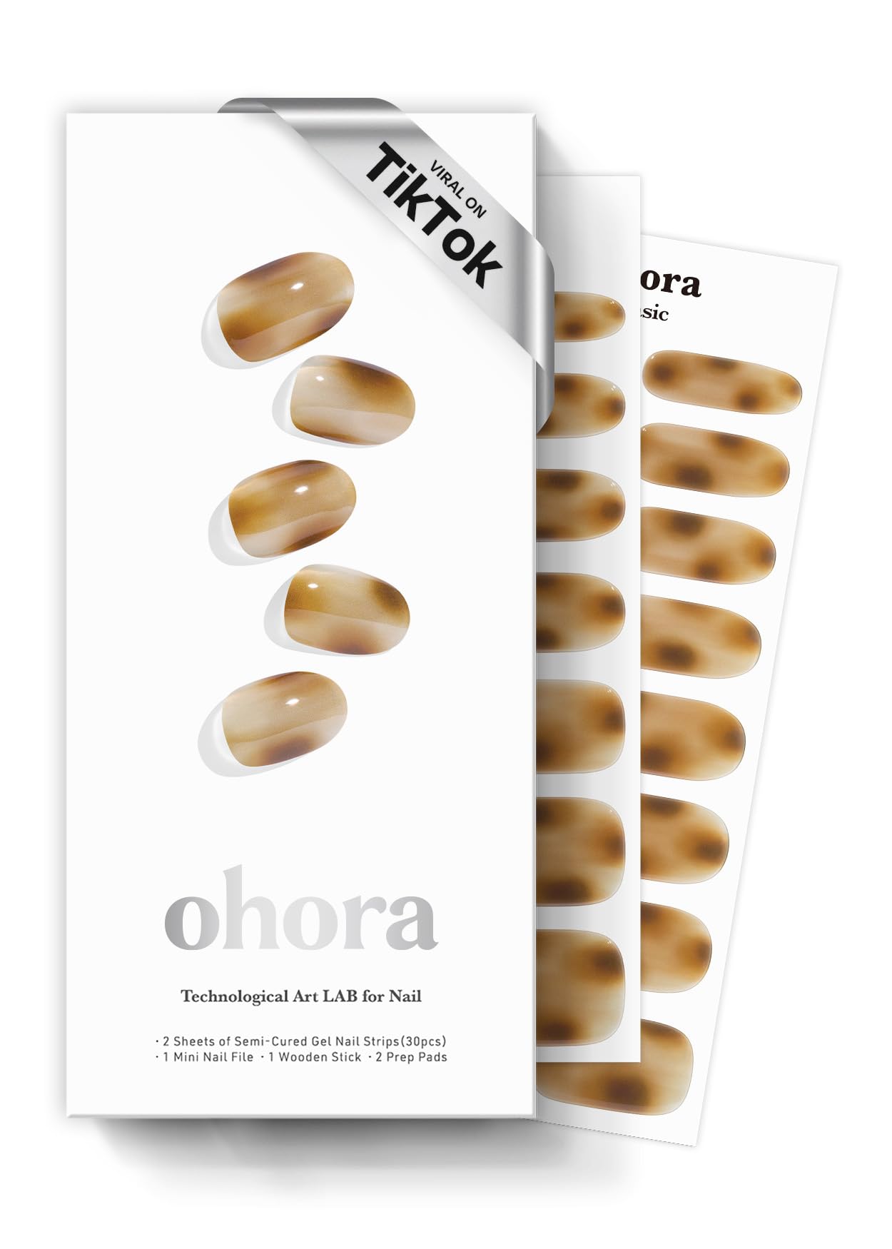ohora Semi Cured Gel Nail Strips N Smoky Mocha | Salon-Quality, Easy At-Home manicure